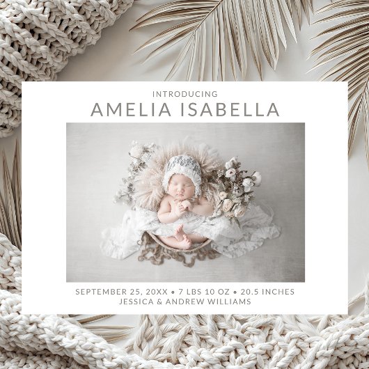 Modern 2 Foto Girl Birth Ankündigung