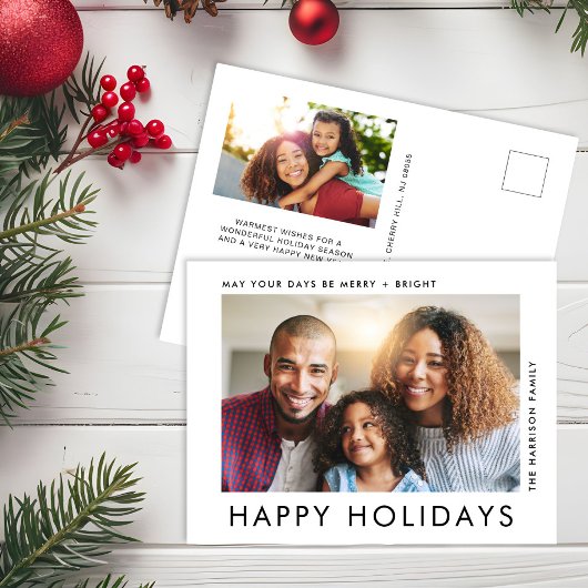 Modern 2 Foto Happy Holidays Weihnachten