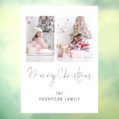 Modern 2 Foto Name Script Frohe Weihnachten Fensteraufkleber (Blatt 3)