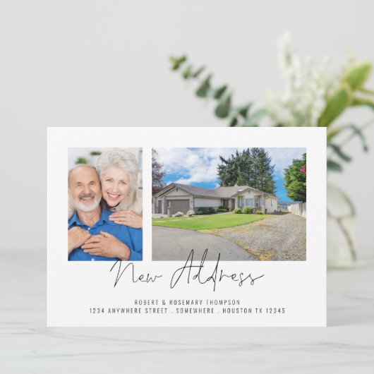 Modern 2 Foto Script Neue Adresse Ankündigung (Stehend Vorderseite)