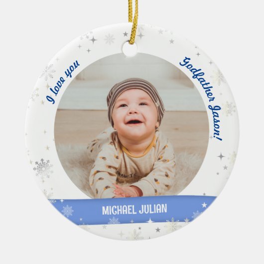 Modern 2 Fotos Baby Boy 1. Weihnachtsgottvater Keramik Ornament (Vorne)