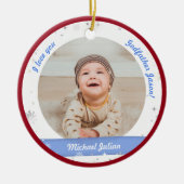 Modern 2 Fotos Baby Boy 1. Weihnachtsgottvater Keramik Ornament (Vorne)