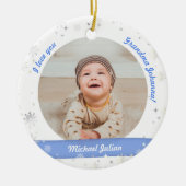 Modern 2 Fotos Baby Boy First Christmas Oma Keramik Ornament (Vorne)