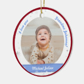 Modern 2 Fotos Baby Boy First Christmas Oma Keramik Ornament (Links)