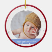 Modern 2 Fotos Baby Boy First Christmas Oma Keramik Ornament (Hinten)