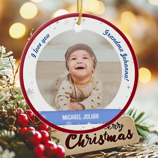 Modern 2 Fotos Baby Boy First Christmas Oma Keramik Ornament