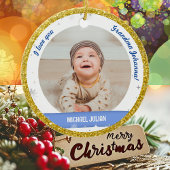 Modern 2 Fotos Baby Boy First Christmas Oma Keramik Ornament