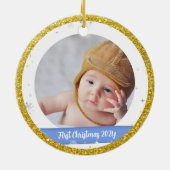 Modern 2 Fotos Baby Boy First Christmas Onkel Keramik Ornament (Hinten)