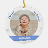 Modern 2 Fotos Baby Boy First Christmas Onkel Keramik Ornament (Vorne)