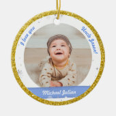 Modern 2 Fotos Baby Boy First Christmas Onkel Keramik Ornament (Vorne)