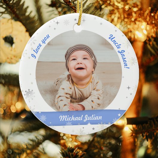 Modern 2 Fotos Baby Boy First Christmas Onkel Keramik Ornament