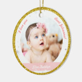 Modern 2 Fotos Baby Girl Erstes Weihnachtsfest Keramik Ornament (Links)