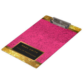 Modern 2 in 1 Gold Glitzer Rosa Visitenkarte & Klemmbrett
