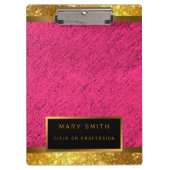 Modern 2 in 1 Gold Glitzer Rosa Visitenkarte & Klemmbrett (Vorderseite)