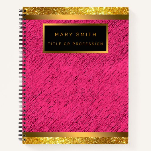 Modern 2 in 1 Gold Glitzer Rosa Visitenkarte & Notizblock (Vorderseite)