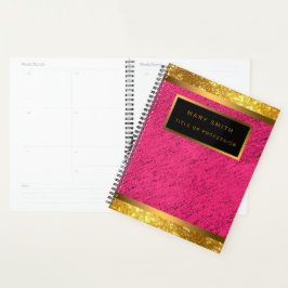Modern 2 in 1 Gold Glitzer Rosa Visitenkarte & Planer