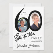 Modern 2 photo black and white 60th Birthday Party Einladung (Vorderseite)