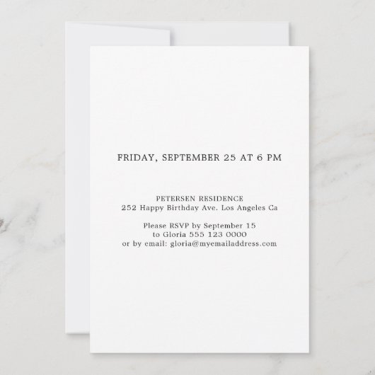 Modern 2 photo black and white 60th Birthday Party Einladung (Rückseite)