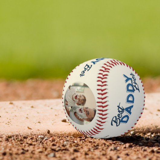 Modern 2 Photo Collage Best Daddy Ever Baseball