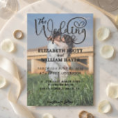 Modern 2 Photo QR Code Romantic Script Wedding Inv Einladung