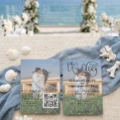 Modern 2 Photo QR Code Romantic Script Wedding Inv Einladung