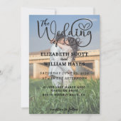 Modern 2 Photo QR Code Romantic Script Wedding Inv Einladung (Vorderseite)