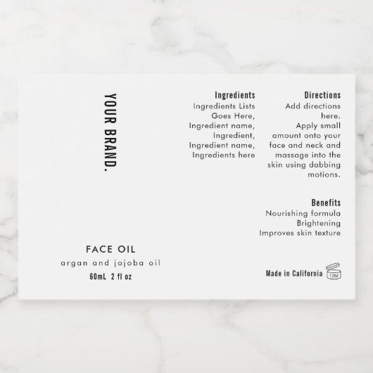 Modern 2oz Dropper Bottle Waterproof Label Lebensmitteletikett (Einzelnes Label)