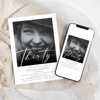 Modern 30 Foto Geburtstagsparty Einladung