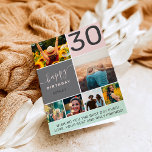 Modern 30 Geburtstage pink 6 Foto Collage Grid Karte<br><div class="desc">Modernes,  schlichtes Kollagengitter aus dem 6. Foto aus dem 30. Jh. mit pastellrot-rot-grauem Farbton und moderner Typografie.</div>