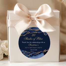 Modern 30 Shades of Blue Birthday Party Runder Aufkleber
