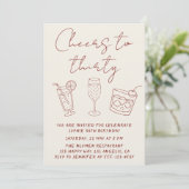 Modern 30th Cheers to Thirty Cocktail Birthday  Einladung (Stehend Vorderseite)