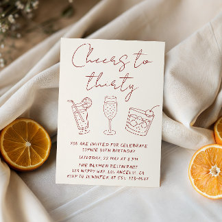 Modern 30th Cheers to Thirty Cocktail Birthday  Einladung