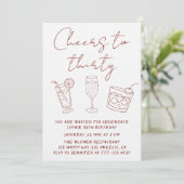 Modern 30th Cheers to Thirty Cocktail Birthday Einladung (Stehend Vorderseite)