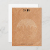 Modern 3-Buchstaben Monogram Boho Terracotta Note Mitteilungskarte (Vorne/Hinten)