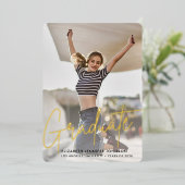 Modern 3-Foto-Abschluss-Echtfolienankündigung Folieneinladung (Stehend vorne)