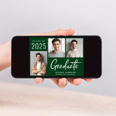 Modern 3 Foto Bold Script Green Abschluss Ankündigung