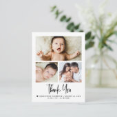 Modern 3 Foto Collage Baby Vielen Dank für Ihre Ge Postkarte (Stehend Vorderseite)