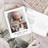 Modern 3 Foto Collage Baby Vielen Dank Postkarte