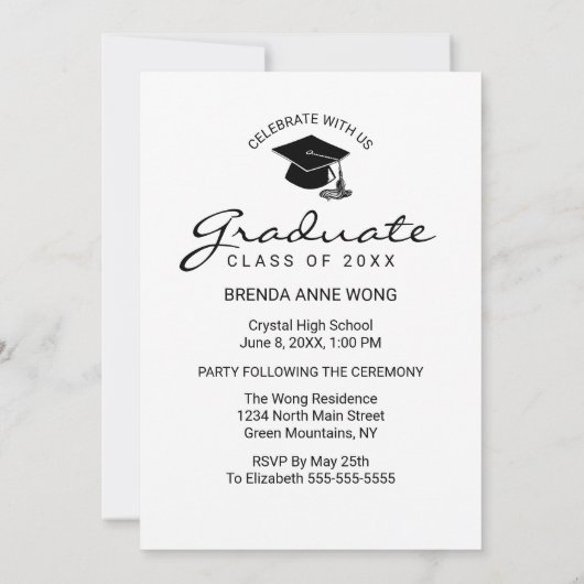 Modern 3 Foto Collage Black Script Abschluss Ankündigung (Rückseite)