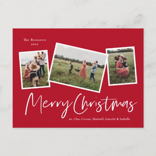 Modern 3 Foto Collage Frohe Weihnachten (Vorderseite)