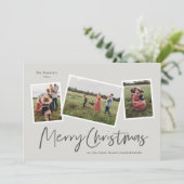 Modern 3 Foto Collage Frohe Weihnachten (Stehend Vorderseite)