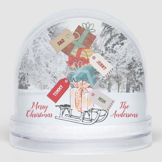 Modern 3 Foto Collage Frohe Weihnachtsschneeglobe Schneekugeln (Vorderseite)