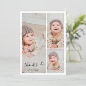 Modern 3 Foto Collage Geburtserklärung Danke (Stehend Vorderseite)