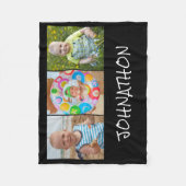 Modern 3 Foto Collage Name Fleecedecke (Vorderseite)