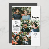 Modern 3 Foto Collage Schwarz-Weiß Weihnachten (Vorne/Hinten)