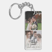 Modern 3 Foto Collage Wedding Danke Custom Schlüsselanhänger (Vorderseite links)