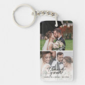 Modern 3 Foto Collage Wedding Danke Custom Schlüsselanhänger (Vorderseite)