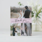 Modern 3 Foto Collage Wedding Vielen Dank Dankeskarte (Stehend Vorderseite)