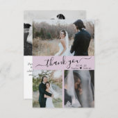 Modern 3 Foto Collage Wedding Vielen Dank Dankeskarte (Vorne/Hinten)