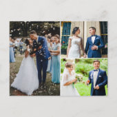 Modern 3 Foto Collage Wedding Vielen Dank Postkarte (Vorderseite)